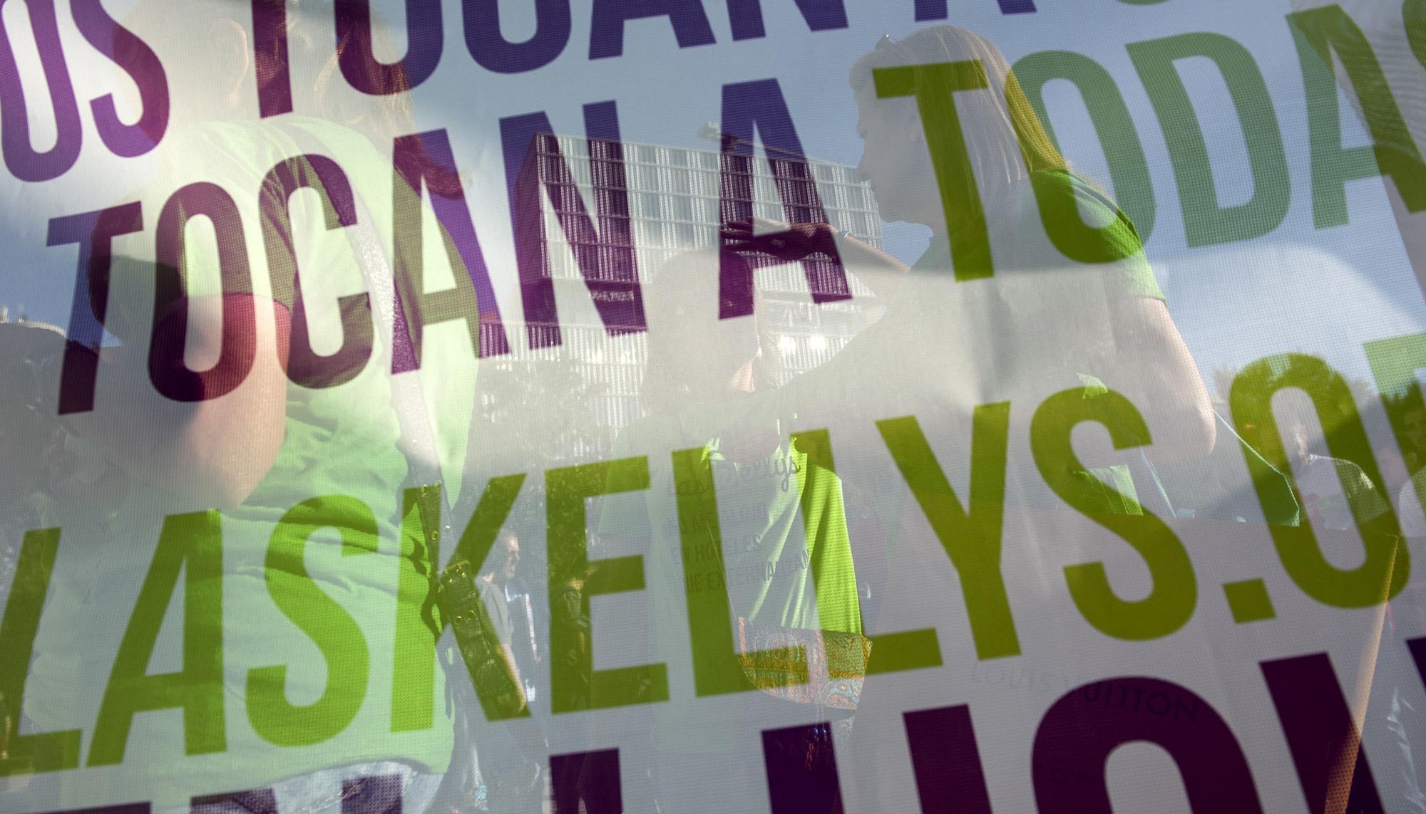 Concentración de apoyo a las kellys en Madrid, el 28 de febrero.